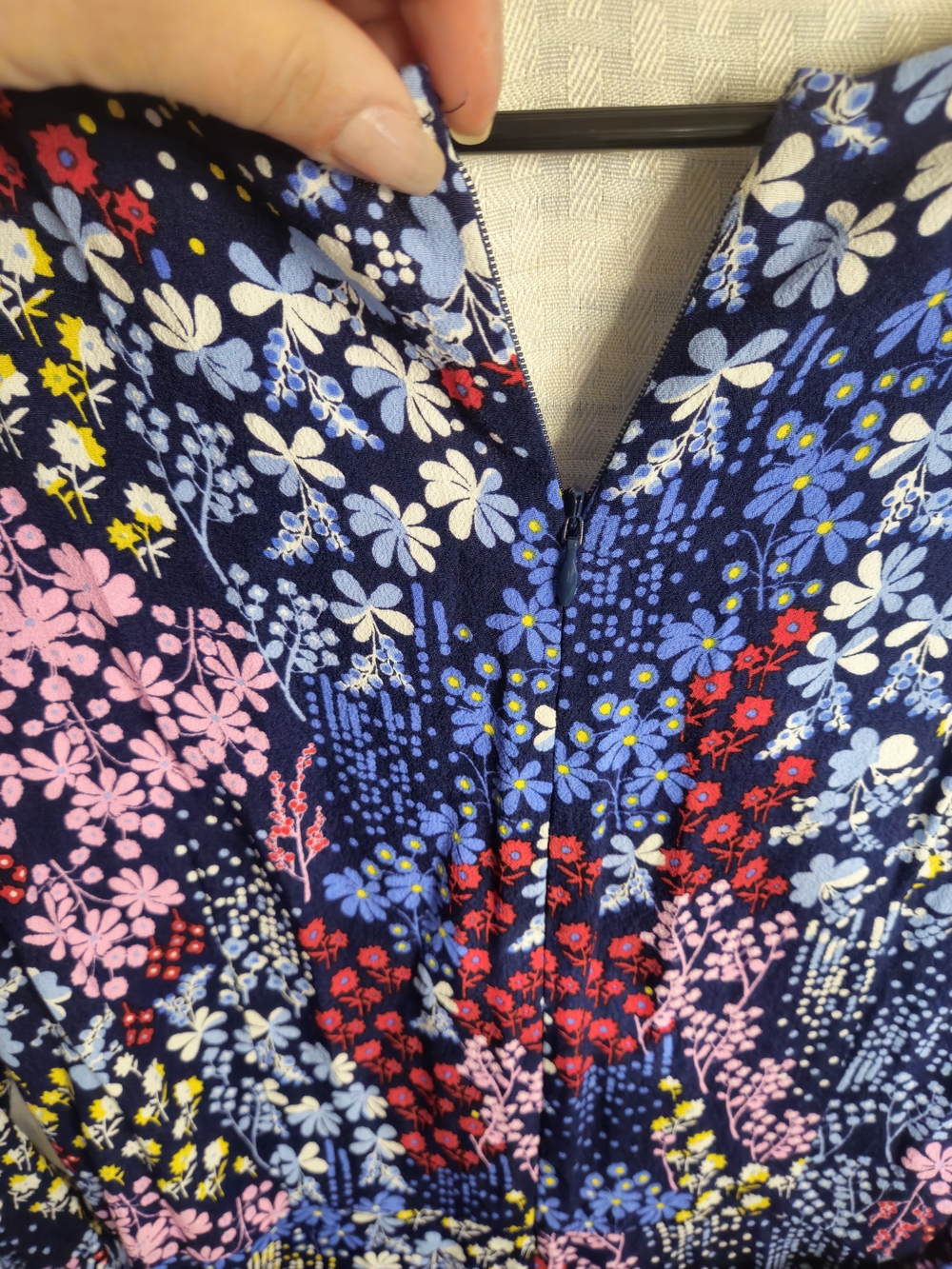 Talbots Navy Floral Button-Front Midi Dress Size 12p - Picture 7 of 13
